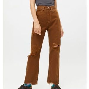 BDG High-Waisted Cowboy Jeans - Ripped Chocolate